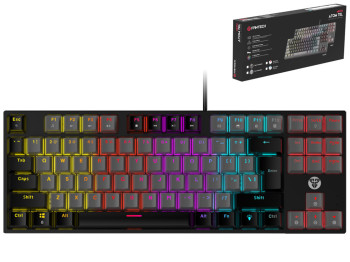 Клавиатура Игровая Fantech ATOM MK876 Blue Switch, цвет Черный/Серый