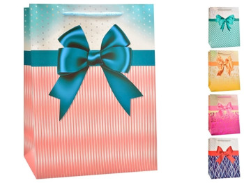 Пакет подарочный бумажный M Bow 31x26x37см