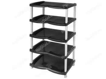 Полка для обуви R plastic Нормал, черно-серая, 5 ярусов, 47x33x79см, 17504
