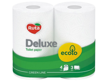 Папір туалетний Ruta Ecolo Deluxe, 3х шаровий, 4 рулони