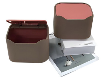 Відро для сміття настільне, пластик, 18×17×13.5см, колір коричневий