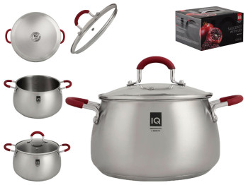 Каструля Iq Be Royal 5.2 л, 24 см, нержавіюча сталь, з кришкою, сріблястий колір