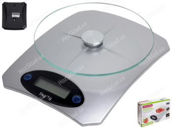 Весы электронные кухонные Kamille стеклянные до 5кг LCD-дисплей CR 2032 15х19,5х4,5см