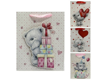 Пакет подарочный бумажный L Teddy 3D, 31х41х12см