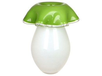 Ваза, ручная работа, стекло, 19×27см, цвет зеленый с белым