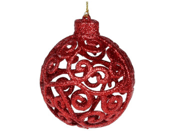 Ёлочное украшение Ажурный шар, 8см, цвет - красный