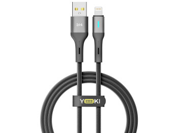 Кабель Yoki Led, USB-A - Lightning, 2,4A, 1,2м, Чорний