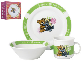 Набір посуду дитячого фарфор Limited Edition "Bear" 3 предмети (чашка, тарілка, супник) 86157