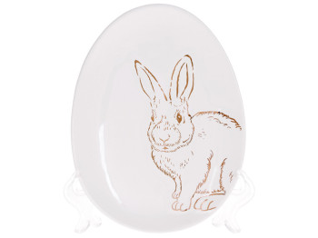 Блюдо керамическое овальное с рисунком Bunny, 16,5см, цвет – белый с золотом