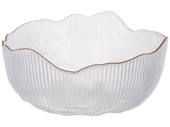 Салатник из прозрачного стекла Fleur с золотым ободком, D20х9см