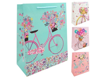 Пакет подарочный бумажный L Sweet bicycle 31х42х12см