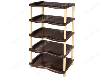 Полка для обуви R plastic Нормал, коричнево-бежевая, 5 ярусов, 47x33x79см, 17503