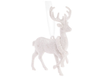Ялинкова прикраса Олень 11х7см, колір - білий
