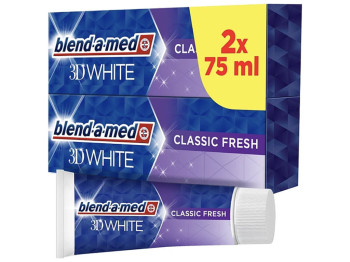Паста зубна Blend-a-med 3D White Класична свіжість, для комплексного захисту, 2х75мл