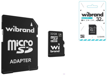 Карта Памяти Wibrand мicroSDHC 32gb UHS-1 10 Class & Adapter Цвет Черный