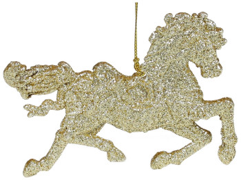 Ёлочное украшение Лошадь, 12см, цвет - золото