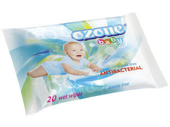 Вологі серветки дитячі "OZONE" "З екстрактом календули і вітаміном Е" антібактеріальні 20 шт