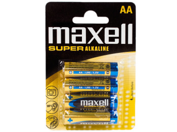 Батарейка Maxell Super Alkaline, 1.5V, AA, LR6 алкалінова (ціна за блістер 4шт) 163693