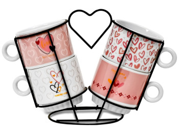 Чашки на подставке My love, 250мл (цена за набор 5 предметов)