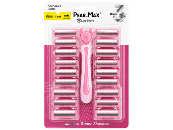 Бритвенный станок женский PearlMax Lets Shave с 3 лезвиями, 20 сменных кассет