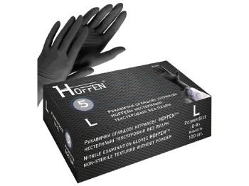 Перчатки нитриловые L Hoffen 5.0г нестерильные текстурированные без пудры, 100шт