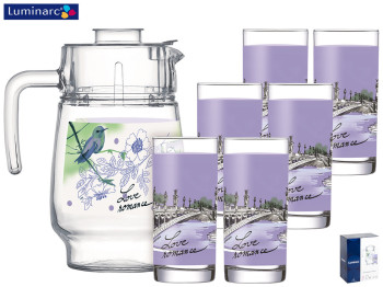 Набор для напитков Luminarc Love Romance Purple графин 1,6л и 6 ст. 270мл (цена за 7пр.) 69590/69540