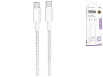 Кабель USB Borofone BX117 Type-C to Type-C 60W, 1м, колір бiлий