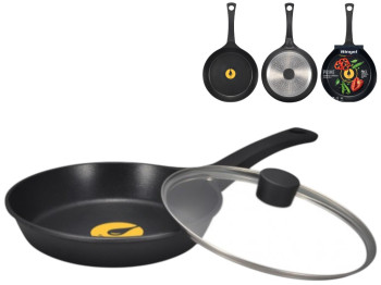 Сковорода Ringel Prime, з кришкою, система дозування, алюміній, покриття Daikin, 26см, колір чорний