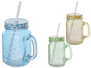 Чашка скляна з кришкою 500мл