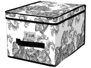 Корзина з кришкою Idea Home Anthracite Flowers, прямокутна, 40x30x25см, 6900070585480