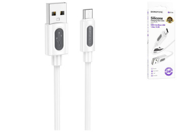 Кабель USB Borofone BX114 Silicone Micro 2.4A, 1м, колір бiлий