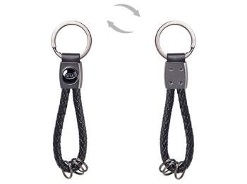 Брелок кожзам. плетеный с кольцами CN KIA