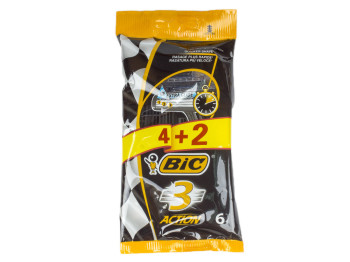 Станки для бритья Bic "Action 3" 3 лезвия (цена за набор 4+2шт)