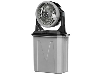 Вентилятор портативный, с распылением воды, аккумулятор, резервуар 9л, RGB подсветка, цвет серый