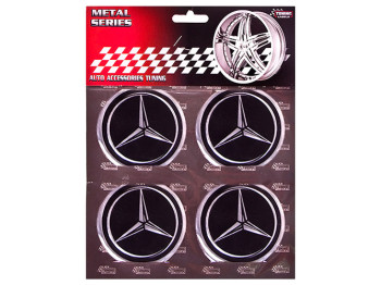 Наклейки на колпаки MERCEDES, 9см, черные, 4шт