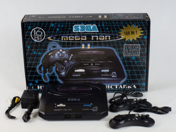Ігрова приставка 16 bit SEGA 168 вбудованих ігор, джойстики, адаптер