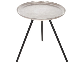Столик круглый с бортом на треноге, 50см, цвет – серебро