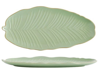 Блюдо овальне Limited Edition Leaf Green Gold, 30x16,8см, 6900069906746