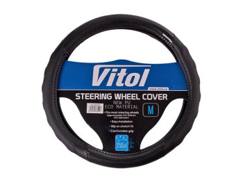 Чехол на руль Vitol (VLCU-1409009 M), чёрный, PU, 37-38 см