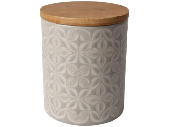Банка Limited Edition Lotus, керамика, бамбуковая крышка, 500мл, цвет бежевый