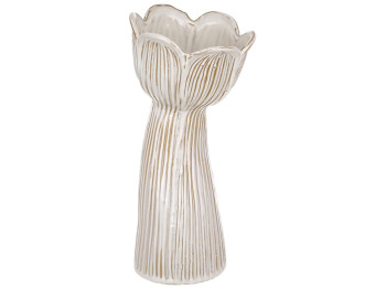 Ваза для цветов керамическая Tulip бежевая, 14×13×32см