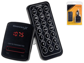 FM-трансмиттер Grand-X CUFM79GRX, AUX, USB 0,5A, SD card, mini-jack 3,5мм