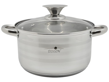 Кастрюля Stenson Line со стеклянной крышкой, индукционное дно 22Dсм 4,7л