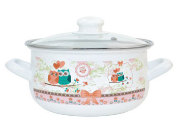 Кастрюля эмалированная со стеклянной крышкой Infinity Owls D20см 3,3л SD-1378 58525