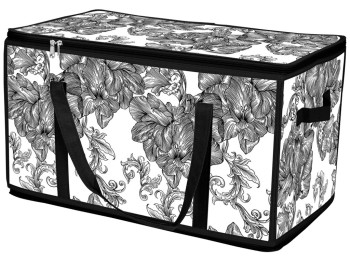 Корзина з кришкою Idea Home Anthracite Flowers прямокутна, з блискавкою, 60x30x30см, 6900070585602