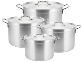 Набір каструль Aluminum Cookware Set, з кришками, алюміній, 24-33см (ціна за набір 8 предметів)