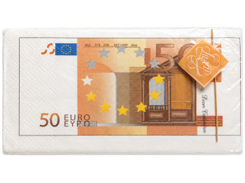 Серветки паперові тришарові Luxy MINI 50 євро, 33×33 см, 10 шт