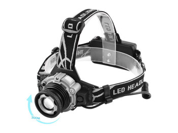 Фонарь налобный Police W002-XPE, сенсор, zoom, 2x18650, microUSB, Box