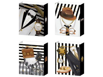 Пакет подарочный бумажный M Men's style, 26x32x10см