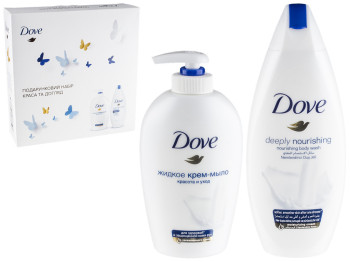Набір подарунковий жіночий Dove "Краса і догляд" (крем-мило рідке 250мл+крем-гель для душу 250мл)